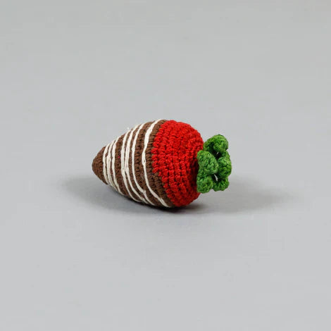 Cotton Crochet Chocolate Covered Strawberry Dog Toy