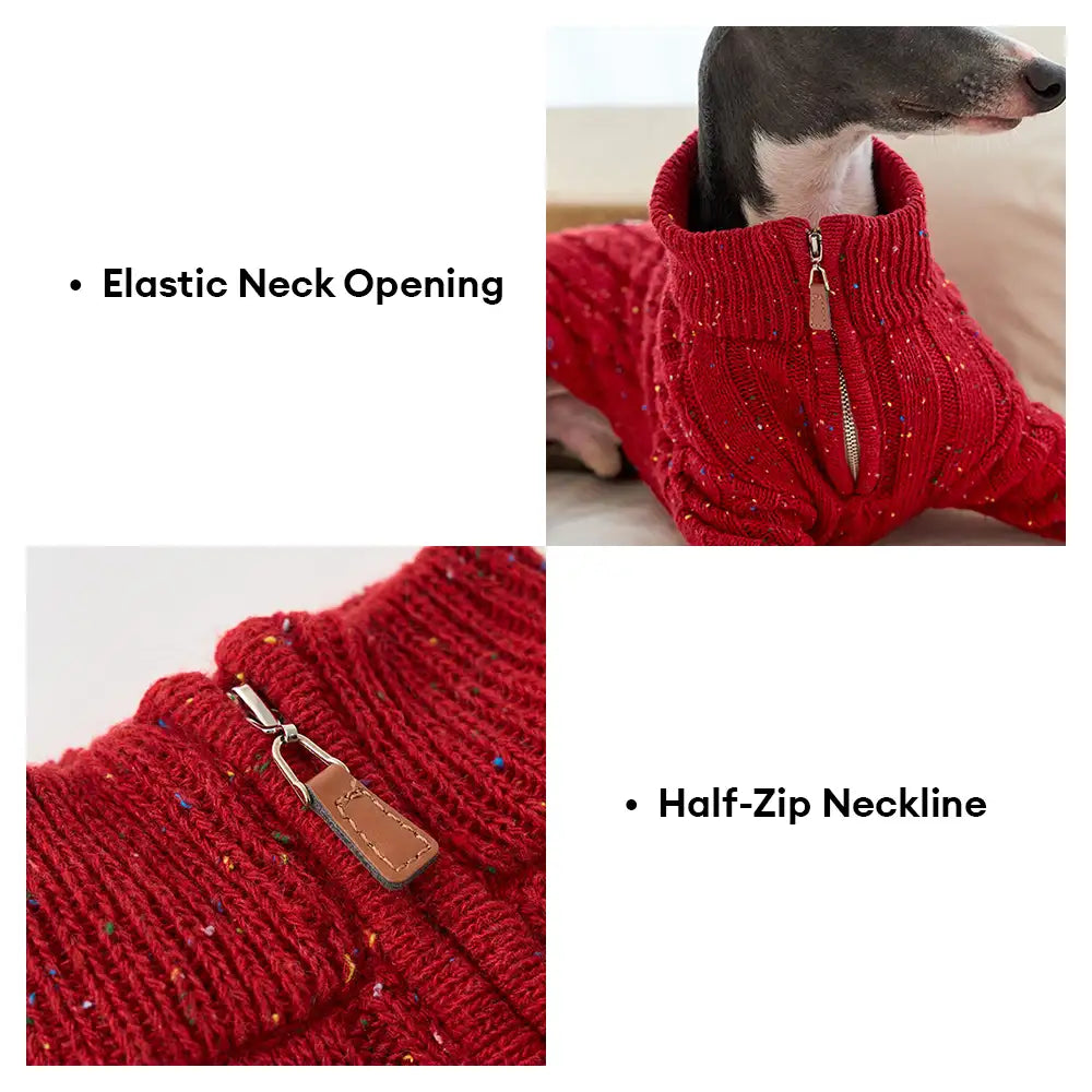 Cable Knit Zipper Collar Dog Sweater For Small Dogs