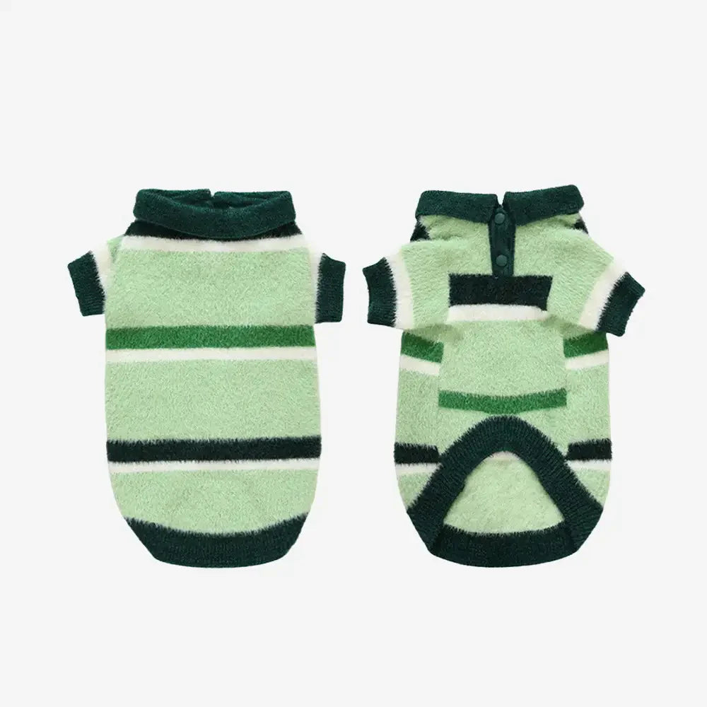 Color-Blocked Striped Faux Mink Fur Warm Dog Sweater Suitable For Small Dogs