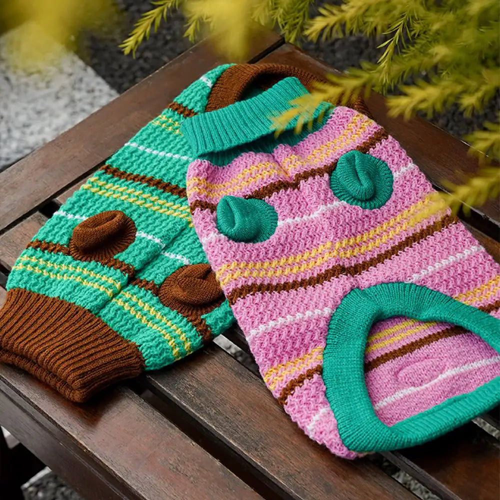 Color Blocked Striped Dog Sweater For Small Dogs