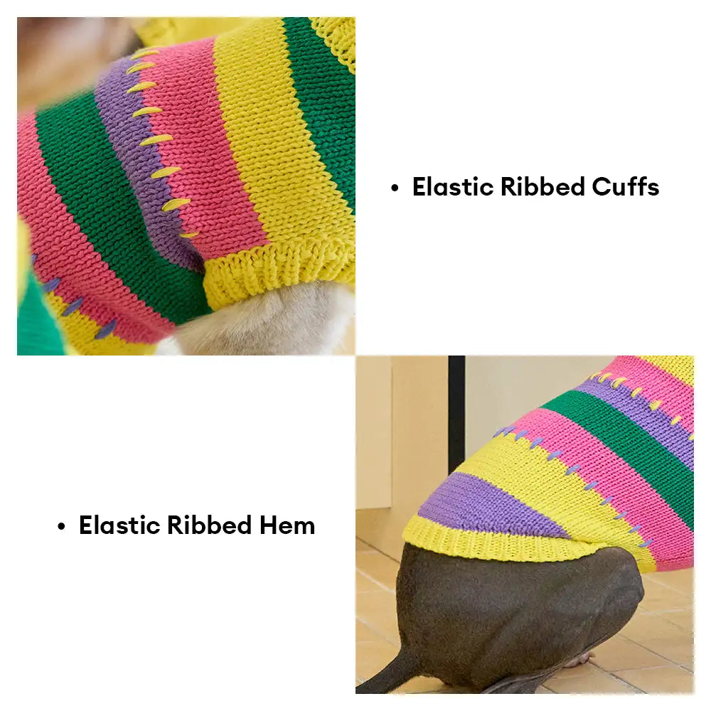 Color Blocked Striped Sleeveless Dog Sweater For Small Dogs