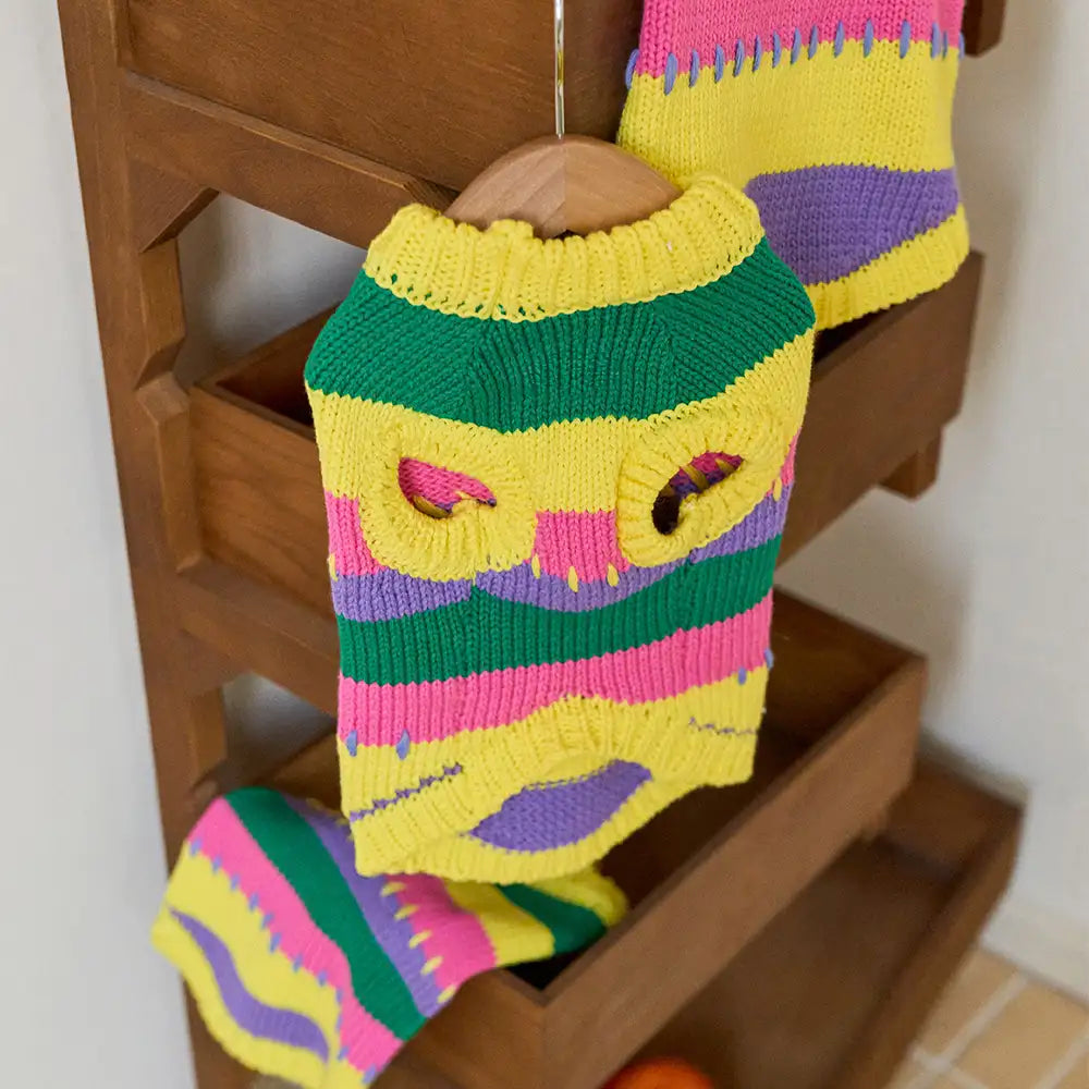 Color Blocked Striped Sleeveless Dog Sweater For Small Dogs