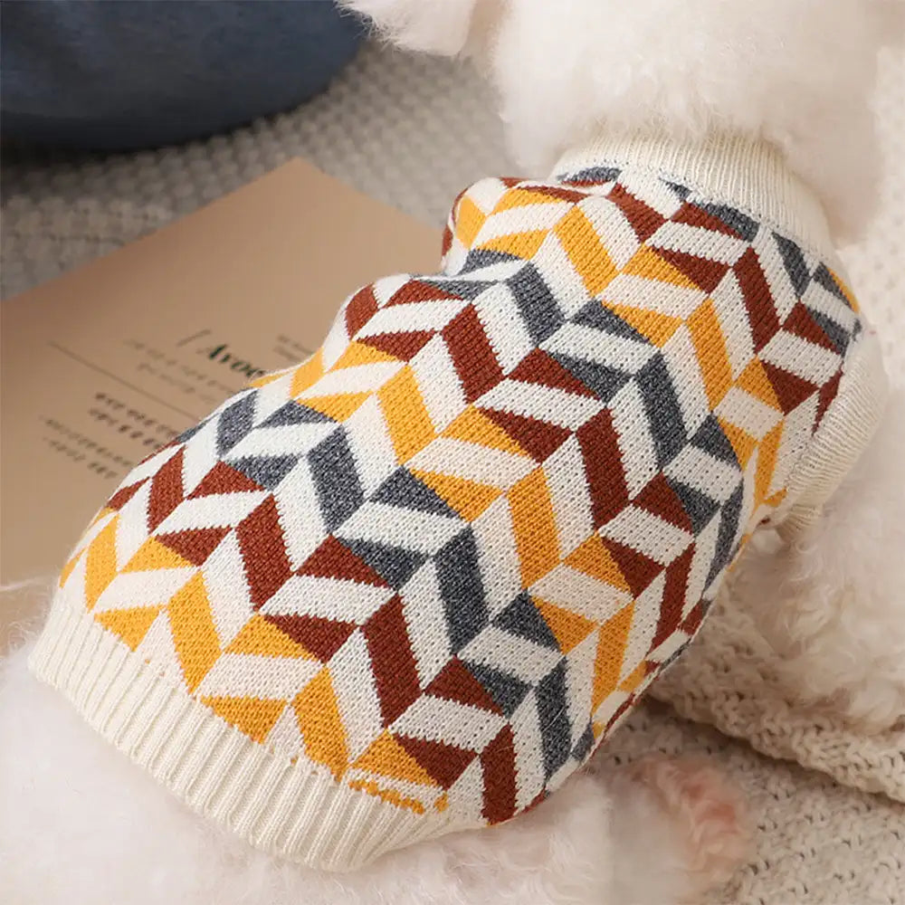 Diamond Striped Dog Sweater For Small Dogs