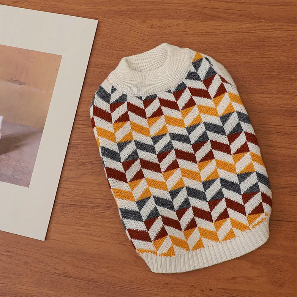 Diamond Striped Dog Sweater For Small Dogs