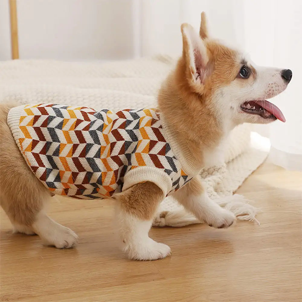 Diamond Striped Dog Sweater For Small Dogs