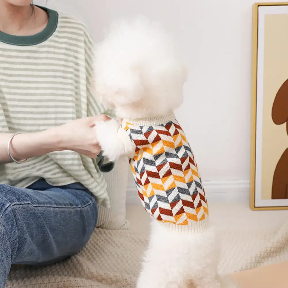 Diamond Striped Dog Sweater For Small Dogs