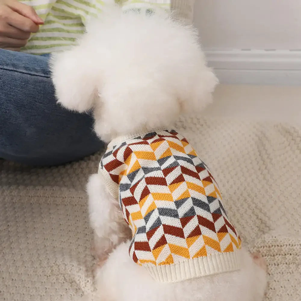 Diamond Striped Dog Sweater For Small Dogs