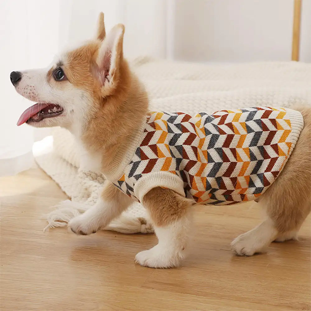 Diamond Striped Dog Sweater For Small Dogs