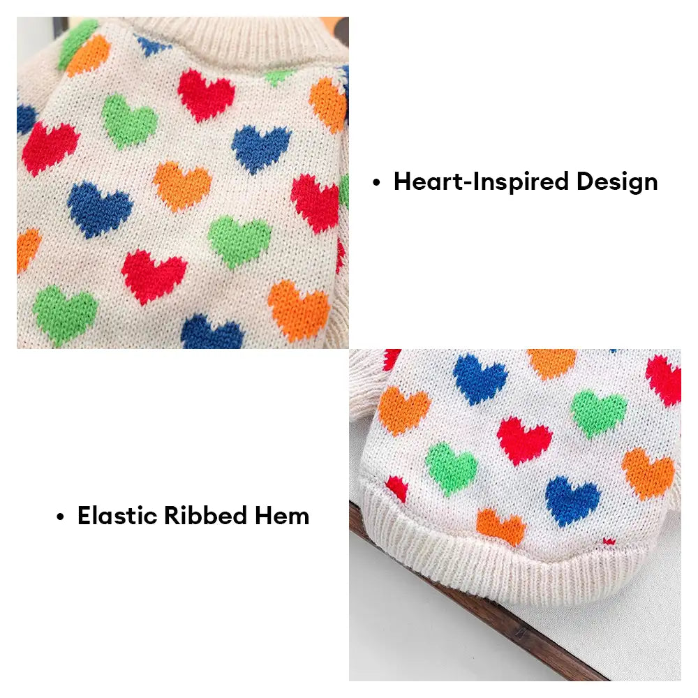 Heart Patterned Dog Sweater For Small Dogs
