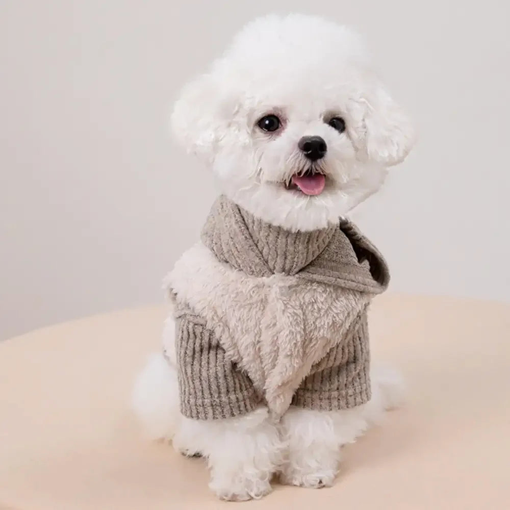 Plush Coat & Matching Turtleneck Sweater Two-Piece Dog Outfit Set