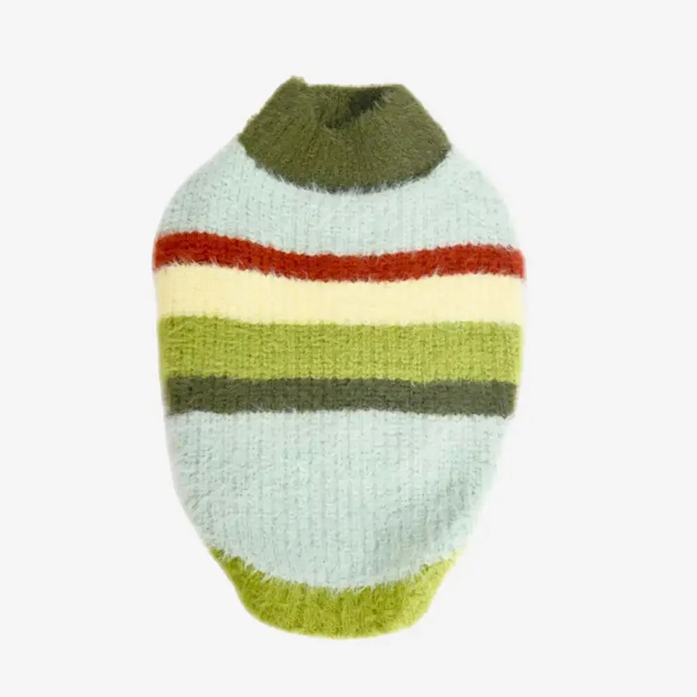 Stylish Striped Stand-Up Collar Knitted Plush Dog Sweater